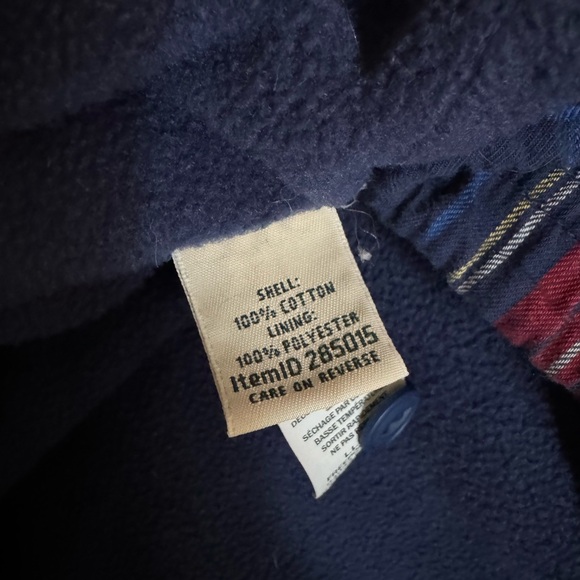 L.L. Bean Fleece Lined Plaid Button Up Shirt in Blue and Red - Picture 6 of 6